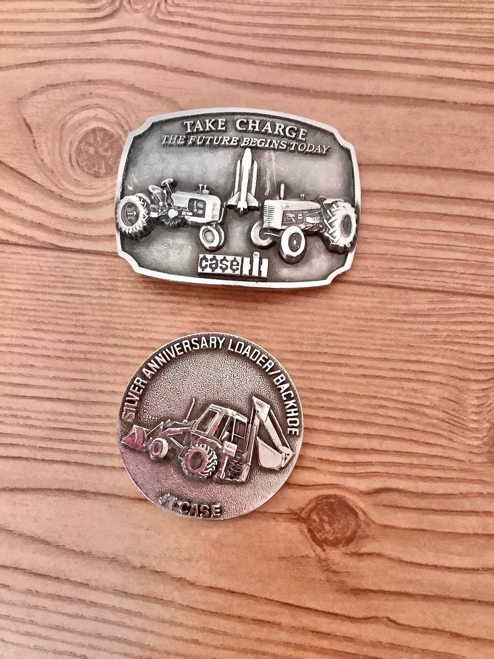 2 Vintage Collectible Pewter Belt Buckles